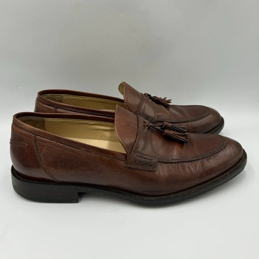 Vintage Johnston Murphy Loafers 9.5M‎ Handcrafted Burgundy Leather Kiltie Tassel
